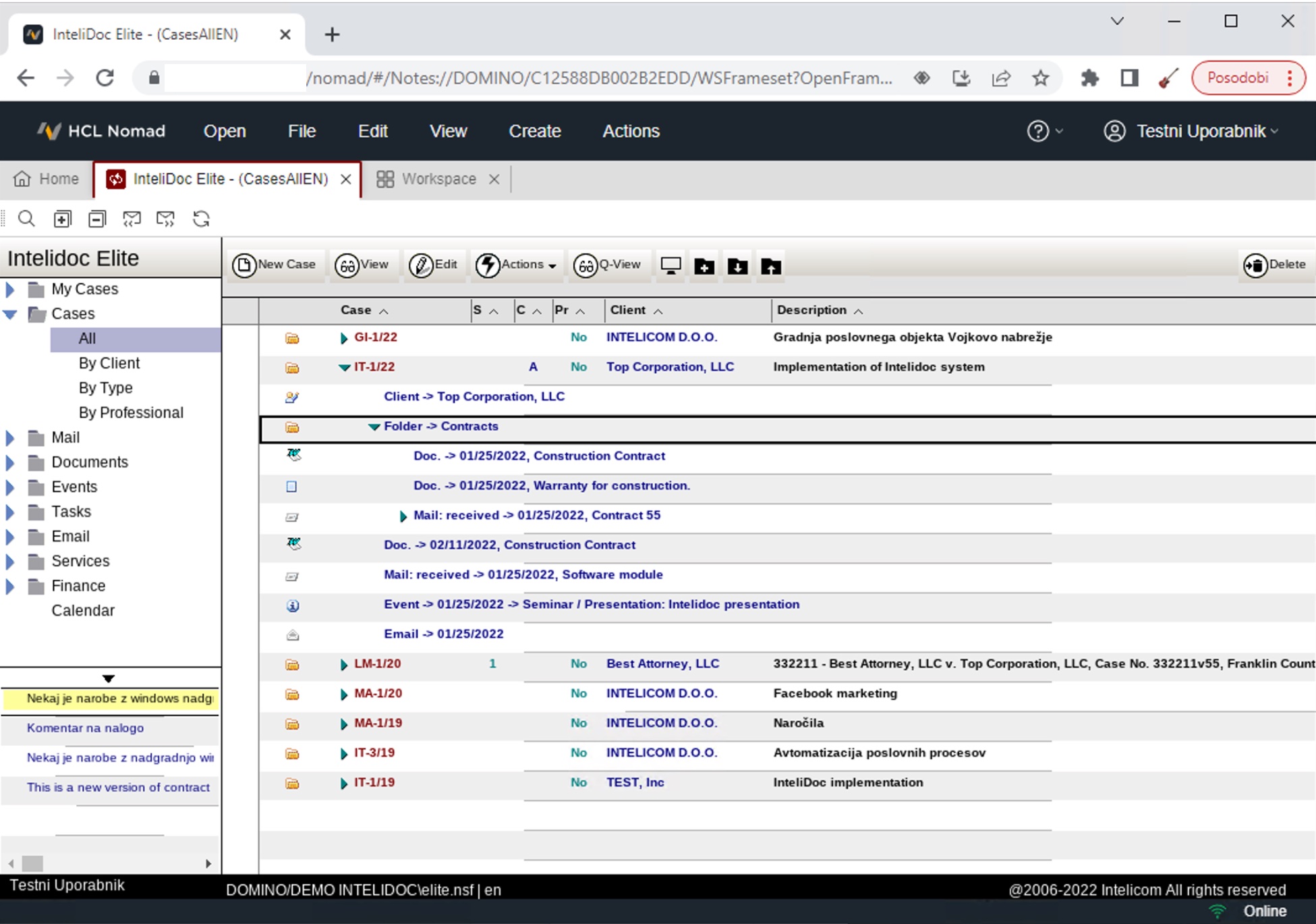 HCL Nomad Web with Intelidoc application